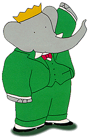 Gif animé Babar leve la main